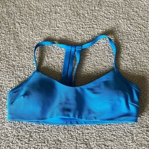 Athleta ribbed scoop bikini top in blue, size small.